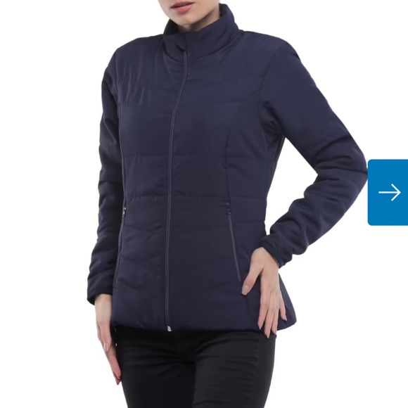 DECATHLON women Tracking padded jacket MT50 navy blue - Picture 3 of 13